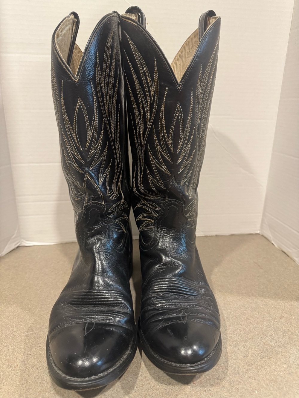 Men's Black Western Leather Cowboy Boots